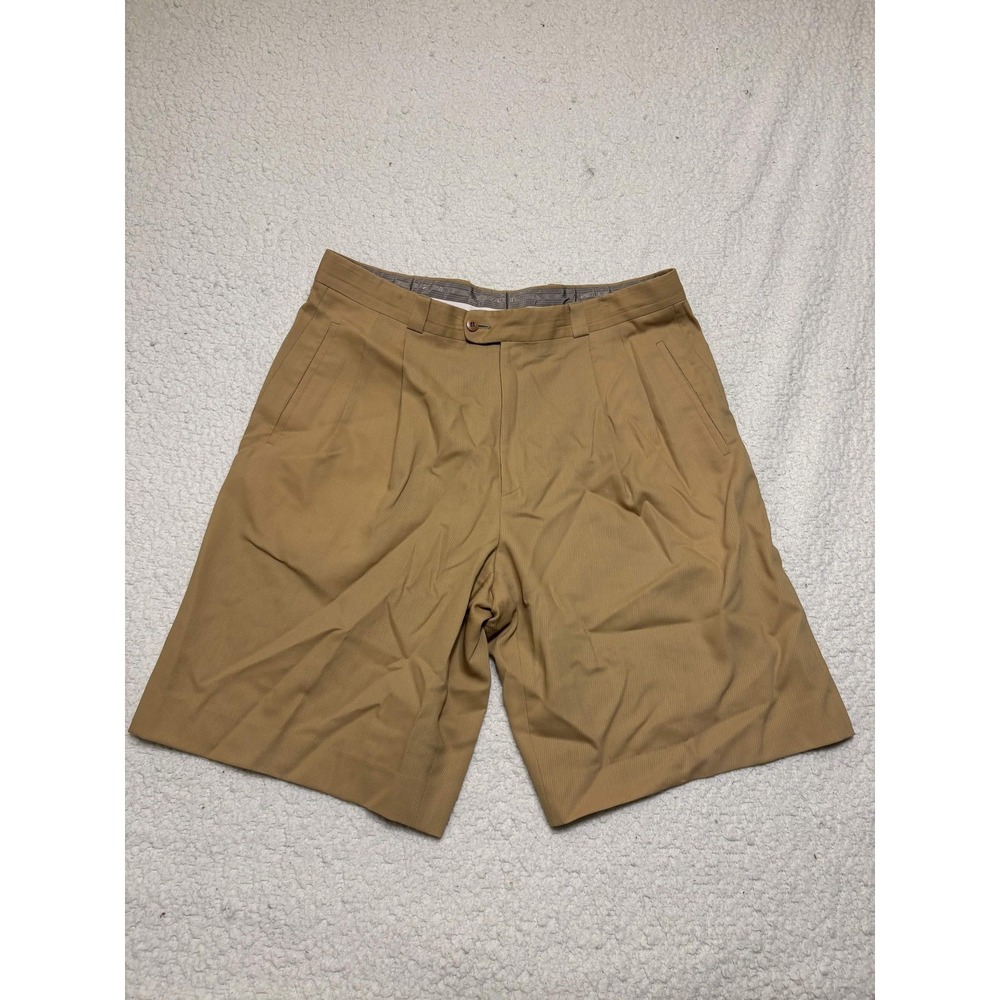 Zanella Mens Shorts 36 Pleated Shorts Khaki Acetate, Cupro Solid Made In Italy